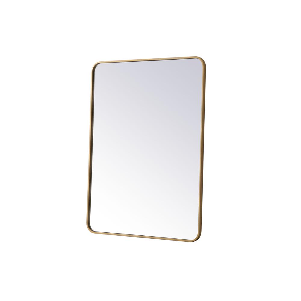 Left. Elegant Decor - Soft corner metal rectangular mirror 30x40 inch in Brass - Brass.