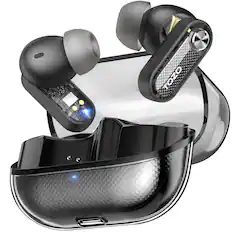 Front. TOZO - AI Translation Noise Cancelling Earbuds, 100+ Languages, 70H, AI Clear Calls ENC Mic, Stereo Bass App-32EQ, Waterproof - Black.
