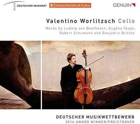 DEUTSCHER MUSIKRAT
Deutschlandfunk Kultur
GENUIN
Valentino Worlitzsch Cello
Works by Ludwig van Beethoven, Eugène Ysaÿe, Robert Schumann and Benjamin Britten
DEUTSCHER MUSIKWETTBEWERB
2016 AWARD WINNER/PREISTRÄGER