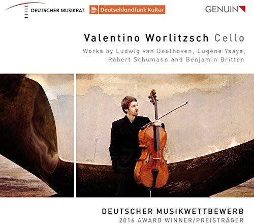 DEUTSCHER MUSIKRAT  
Deutschlandfunk Kultur  
GENUIN  

Valentino Worlitzsch Cello  
Works by Ludwig van Beethoven, Eugène Ysaÿe, Robert Schumann and Benjamin Britten  

DEUTSCHER MUSIKWETTBEWERB  
2016 AWARD WINNER/PREISTRÄGER