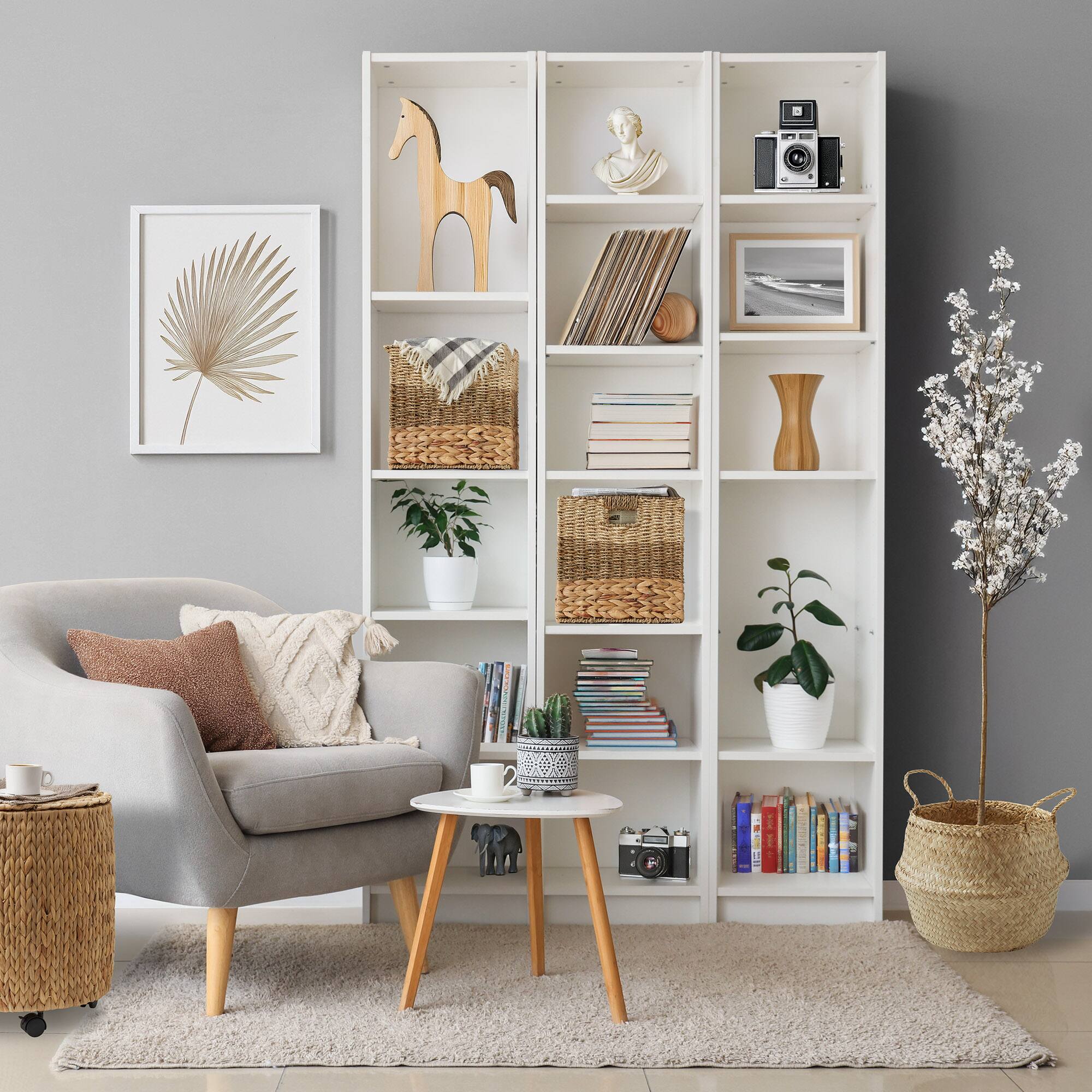 Alt View 1. Casafield - Mixed Weave Hyacinth Seagrass Storage Basket Set - Natural Wicker - Natural, Mixed Weave.