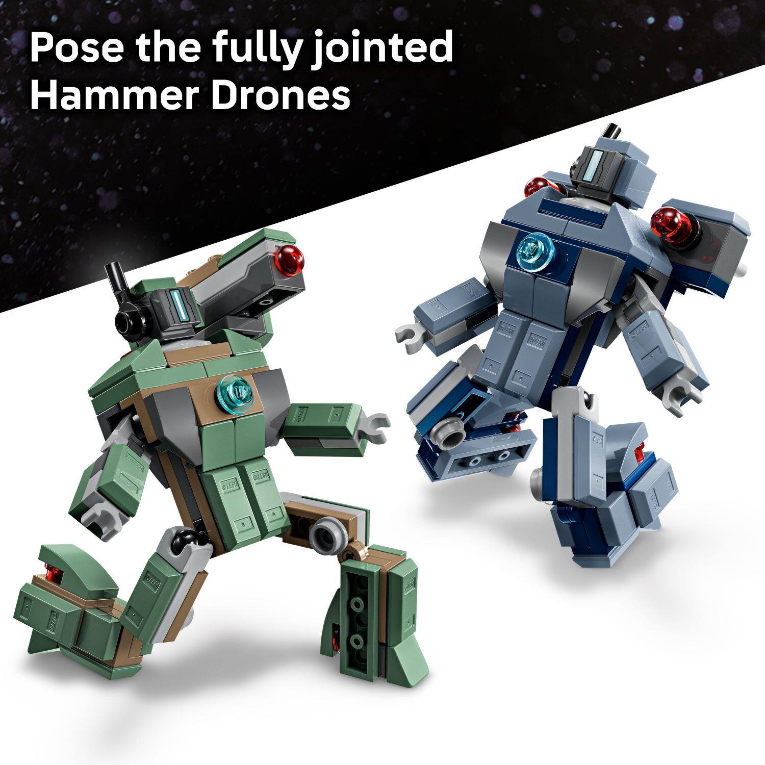 Pose the fully jointed Hammer Drones