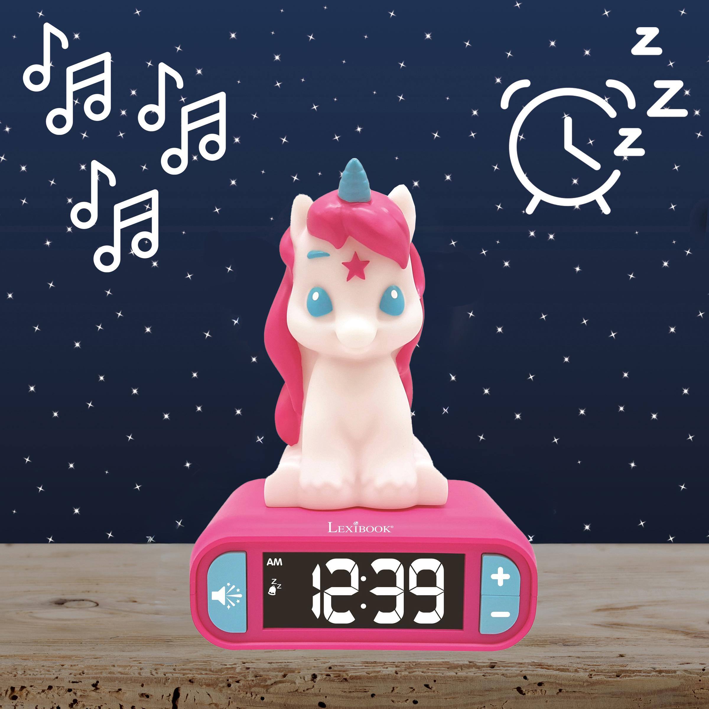 Alt View 2. Lexibook - Unicorn Night Light Alarm Clock with Sounds - PINK.