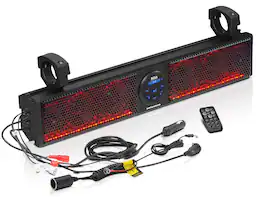 BOSS Audio - ATV UTV 26-Inch Amplified Sound Bar, 4-Inch Speakers, 1-Inch Tweeters, IPX5 Weatherproof, Bluetooth, Multicolor Lighting - Black