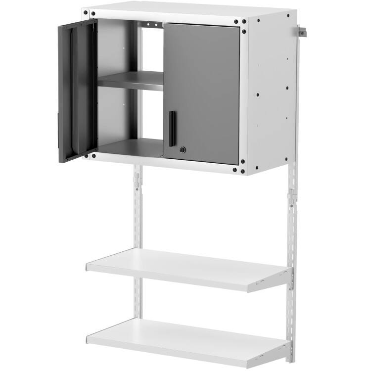 Alt View 3. Mondawe - Metal Wall Cabinet with Lock and 3 Adjustable Shelves - Gray & White.