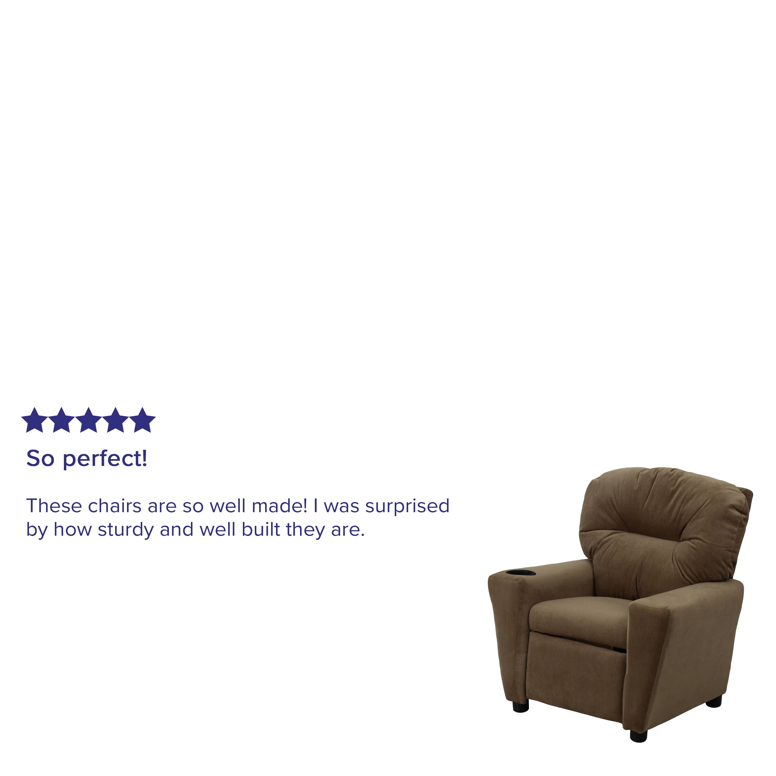 Alt View 11. Alamont Home - Contemporary Kids Recliner with Cup Holder - Brown Microfiber.