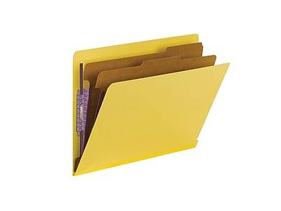 Front. Smead - Smead 50% Recycled End Tab Pressboard Classification Folders, Letter Size, Yellow, 10/Box (26789) - Yellow.