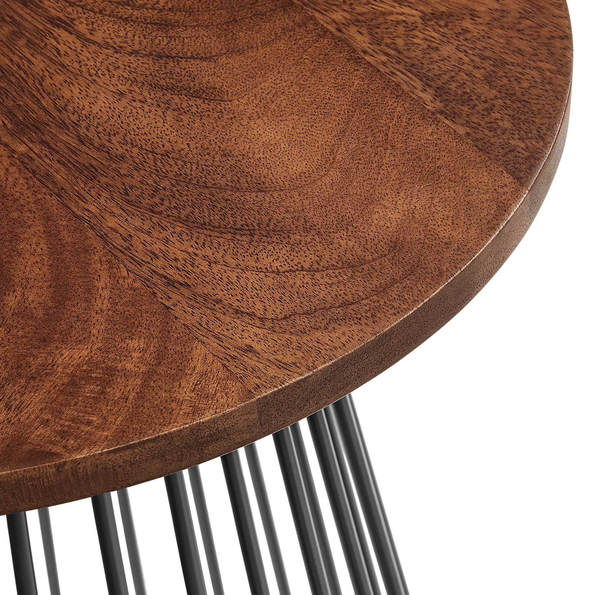 Alt View 4. Modway - Valeo Round Wood and Metal Side Table by Modway - Walnut.