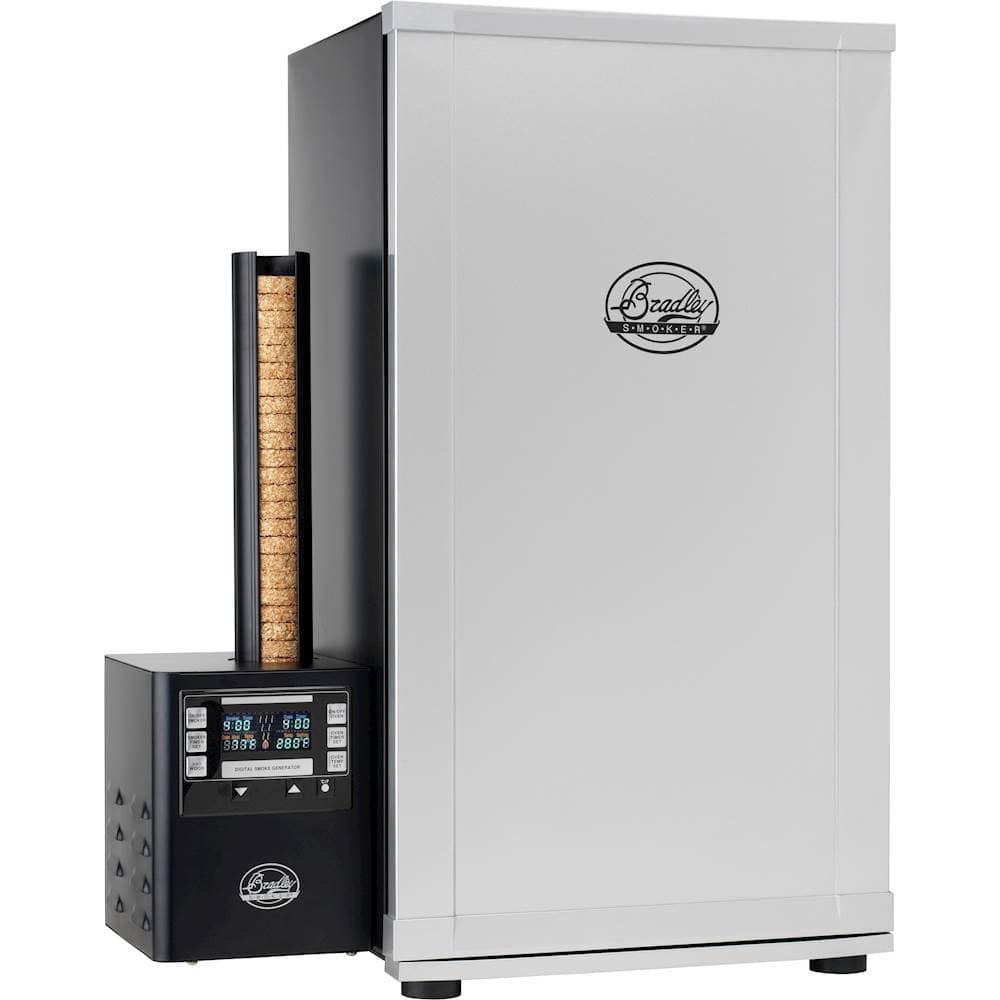 Front. Bradley Smoker - 4-Rack Digital Smoker - Gray/Silver.