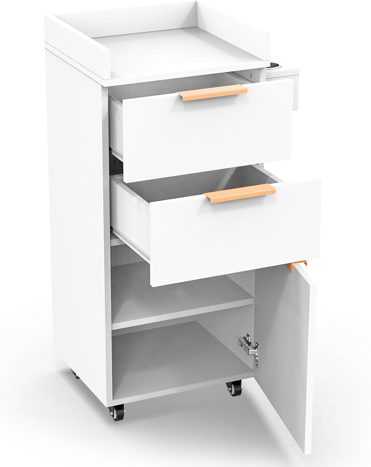 Alt View 1. Winado - Salon Trolley Cart Hair Cart with Wheels & Drawers & Storage Cabinet & Hair Dryer Holders for Barber Shop, Beauty Salons - White.