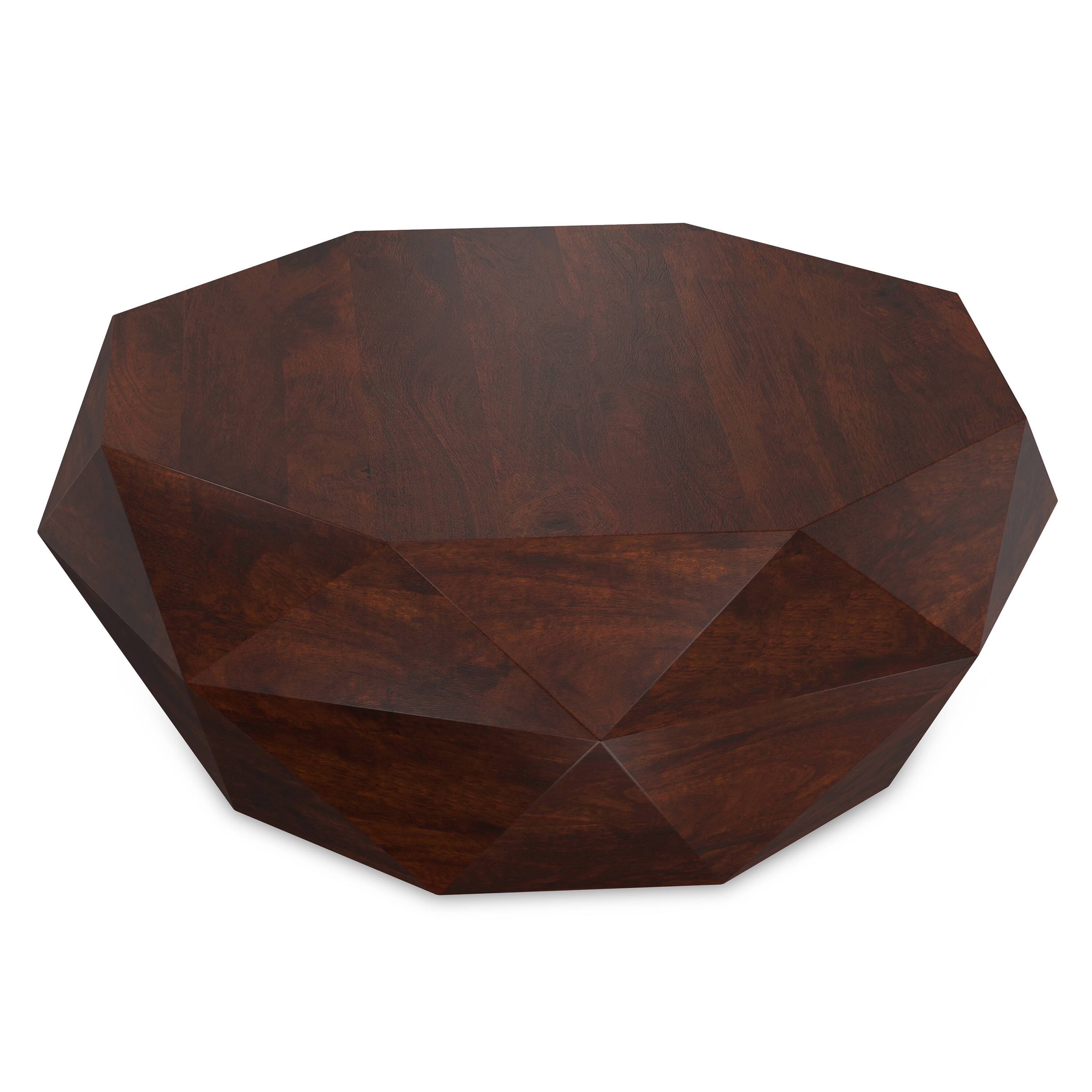 Alt View 4. Simpli Home - Zayn SOLID ACACIA WOOD 35 inch Wide Irregular Contemporary Coffee Table in Walnut Brown, Fully Assembled - Walnut Brown.