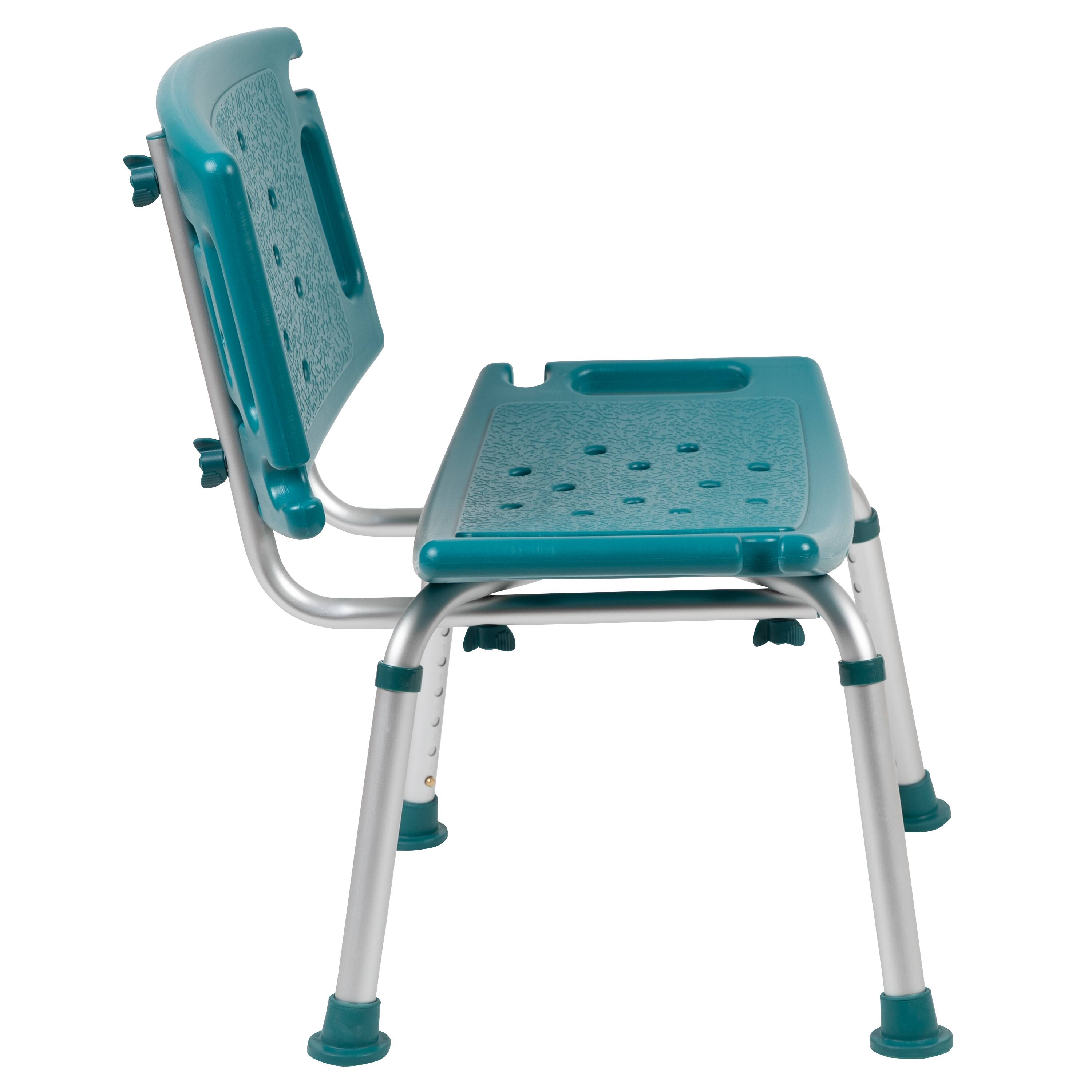 Alt View 7. Emma + Oliver - Tool-Free 300 Lb. Capacity, Adjustable Bath & Shower Chair with Large Back - Teal.
