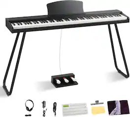 Winado - 88 Key Semi-Weighted Keyboard Piano, Digital Piano Keyboard with Professional Triple Pedal, Bluetooth MIDI Function