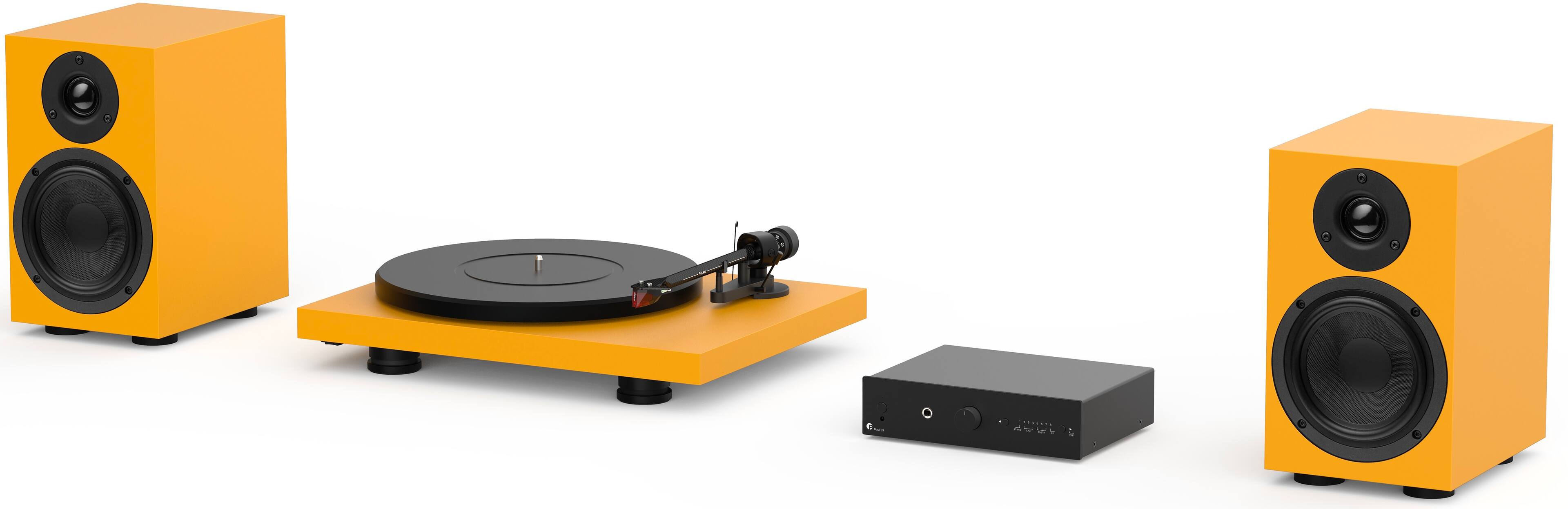 Angle. Pro-Ject - Colorful Audio System w/ Turntable, Amplifier & Speakers - Satin Yellow.