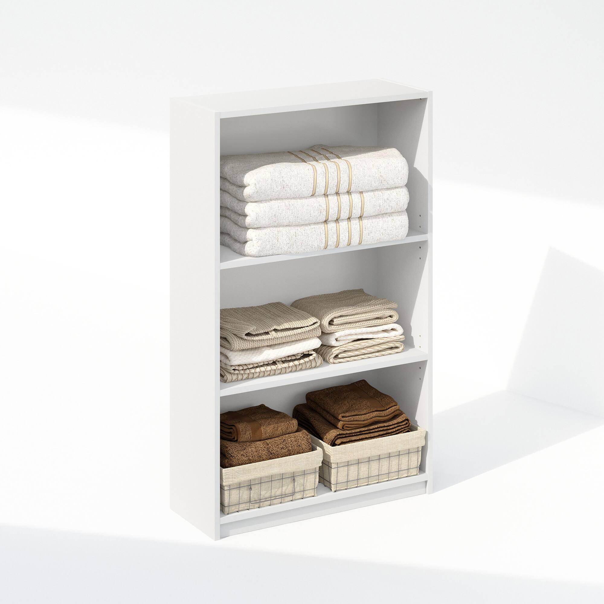 Alt View 3. Furinno - Reed 3-Tier Multipurpose Adjustable Shelf Clothing & Closet Storage Organization - White.