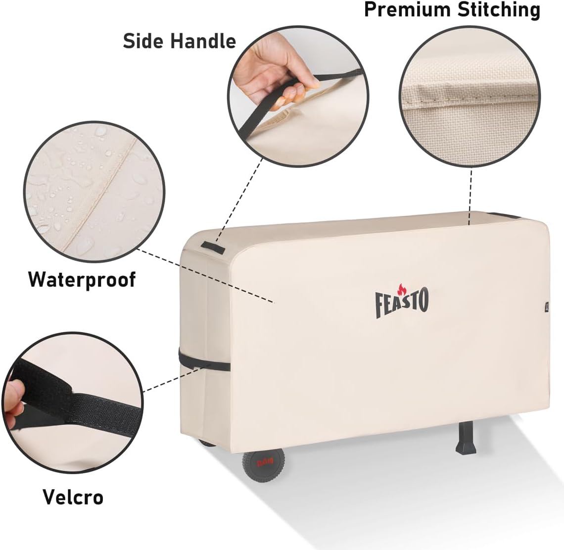 - Side Handle
- Premium Stitching
- Waterproof
- Velcro
- FEASTO