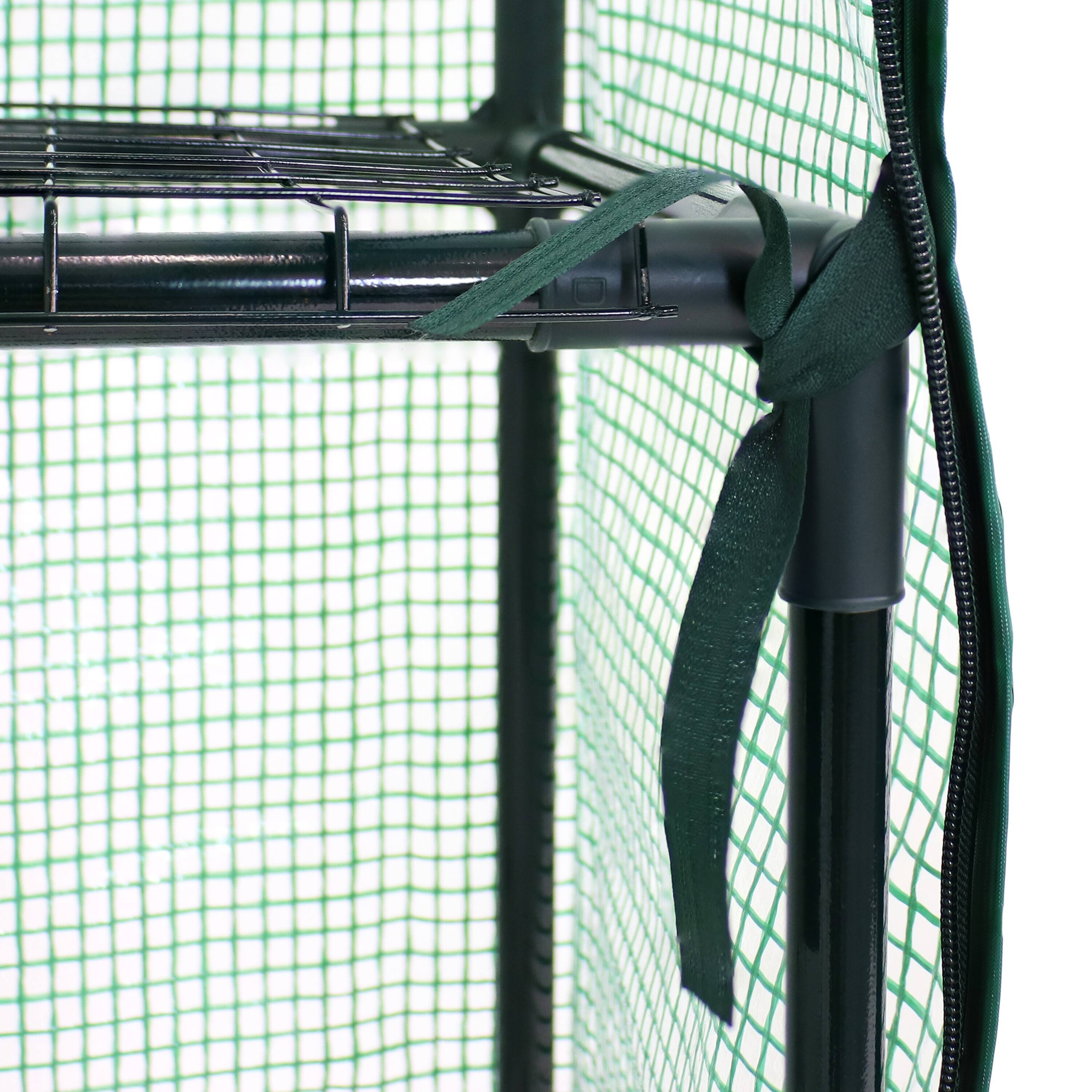 Alt View 10. Sunnydaze - Large Iron PE Cover Walk-In Greenhouse with 4 Shelves - Green.