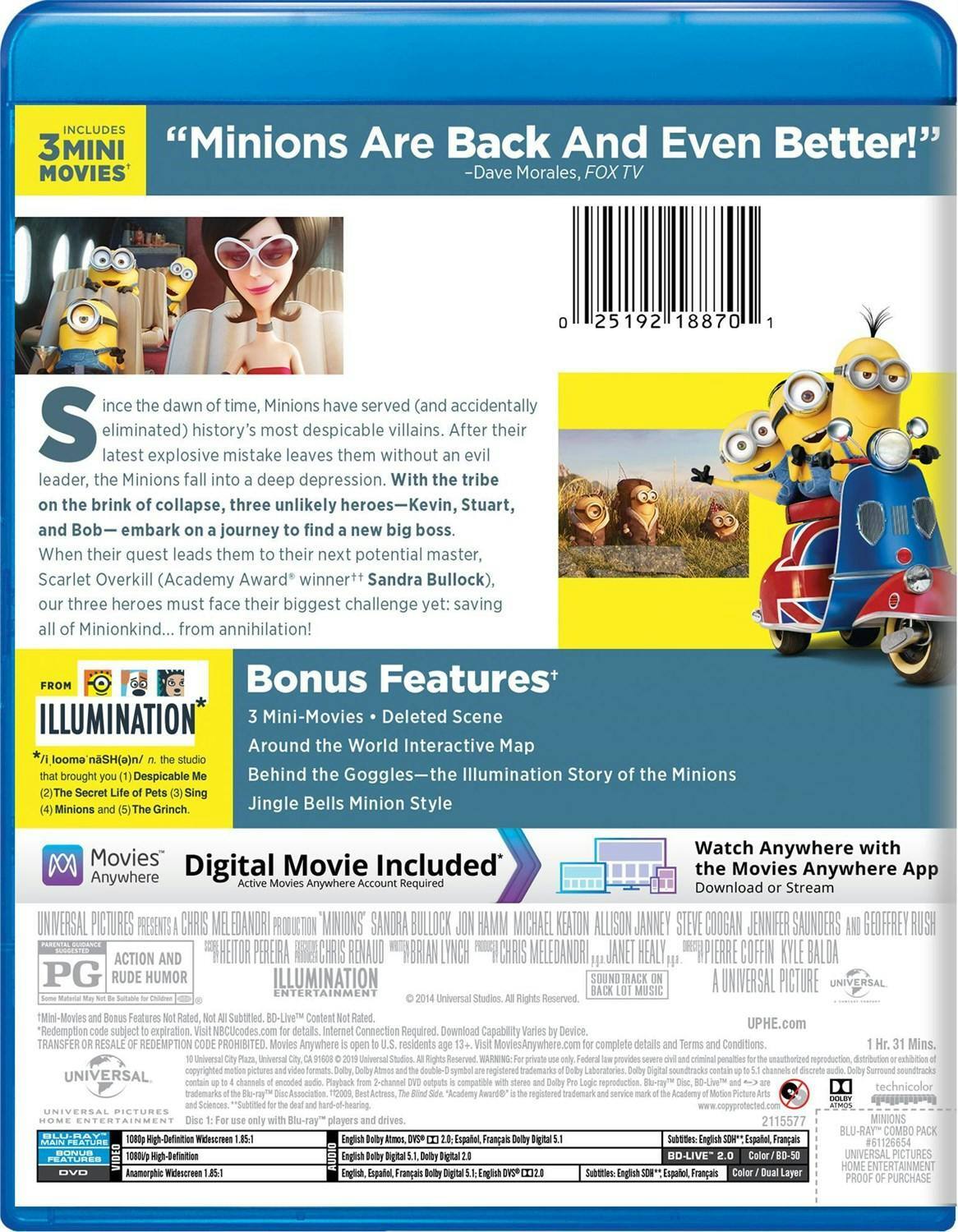 Back. Minions (DVD + Digital) [Blu-ray].