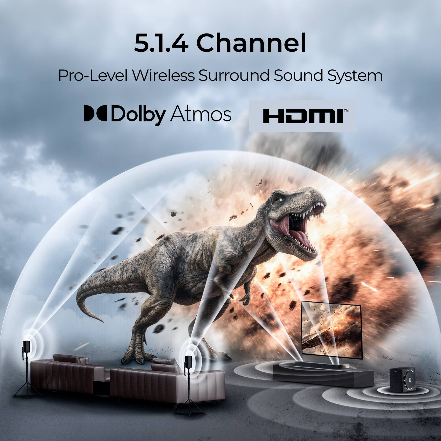 5.1.4 Channel  
Pro-Level Wireless Surround Sound System  
Dolby Atmos  
HDMI