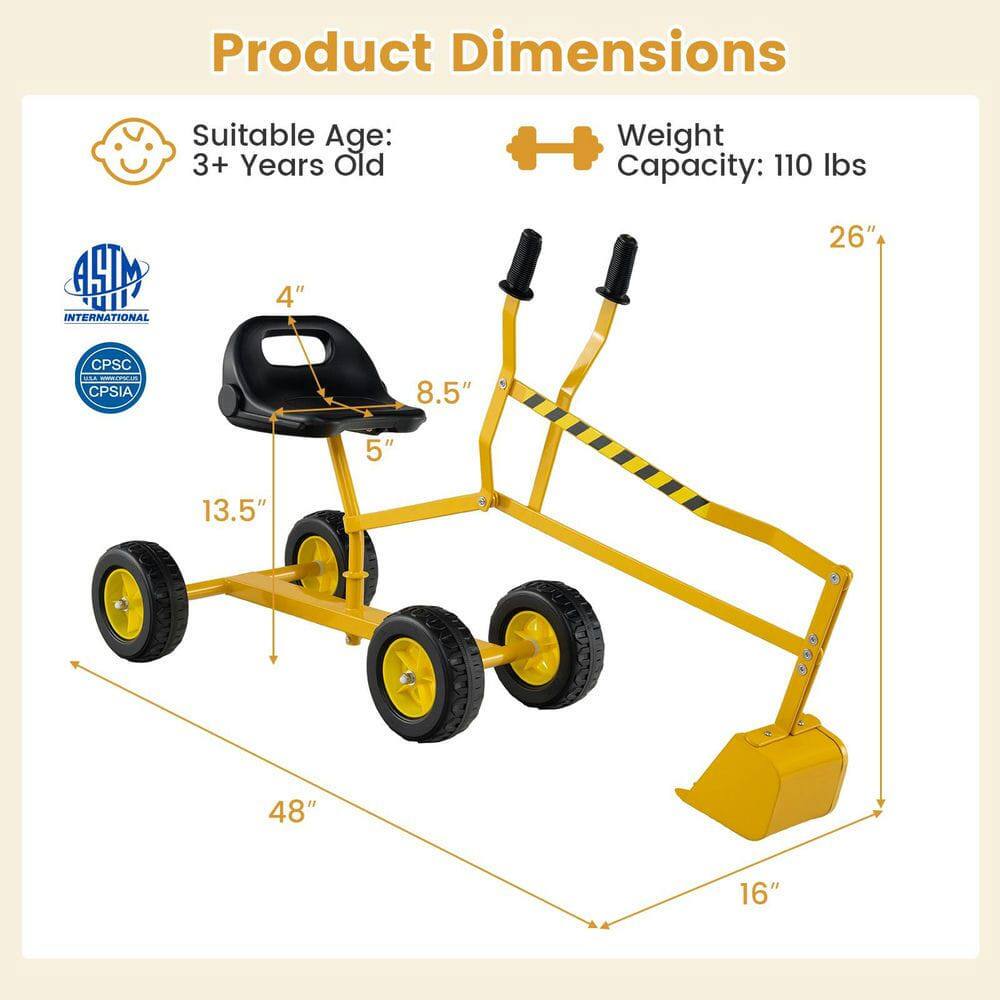 Product Dimensions  
Suitable Age: 3+ Years Old  
Weight Capacity: 110 lbs  

4"  
8.5"  
5"  
13.5"  
48"  
16"  
26"