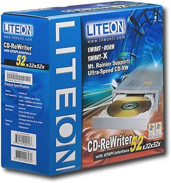 Angle Standard. Lite On - Internal CD-RW Drive - White.