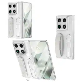 Dteck - Case for Motorola Razr Fold (2026) Shockproof Hand Grip Card Slot Stand Hinge Protection Cover Built-in Screen Protector - Clear