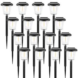 Dazzed Corner - 16-Pack Waterproof LED Solar Pathway Lights for Yard, Walkway & Garden - Black