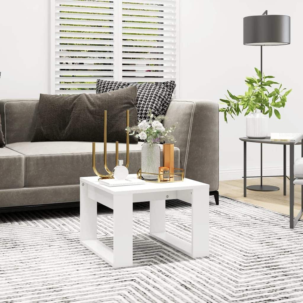 Boyel Living - 19.7 x 19.7 x 13.8 in. Coffee Table Square Engineered Wood Simple Side Table - White