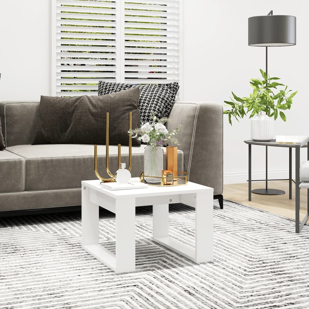 Boyel Living - 19.7 x 19.7 x 13.8 in. Coffee Table Square Engineered Wood Simple Side Table - White