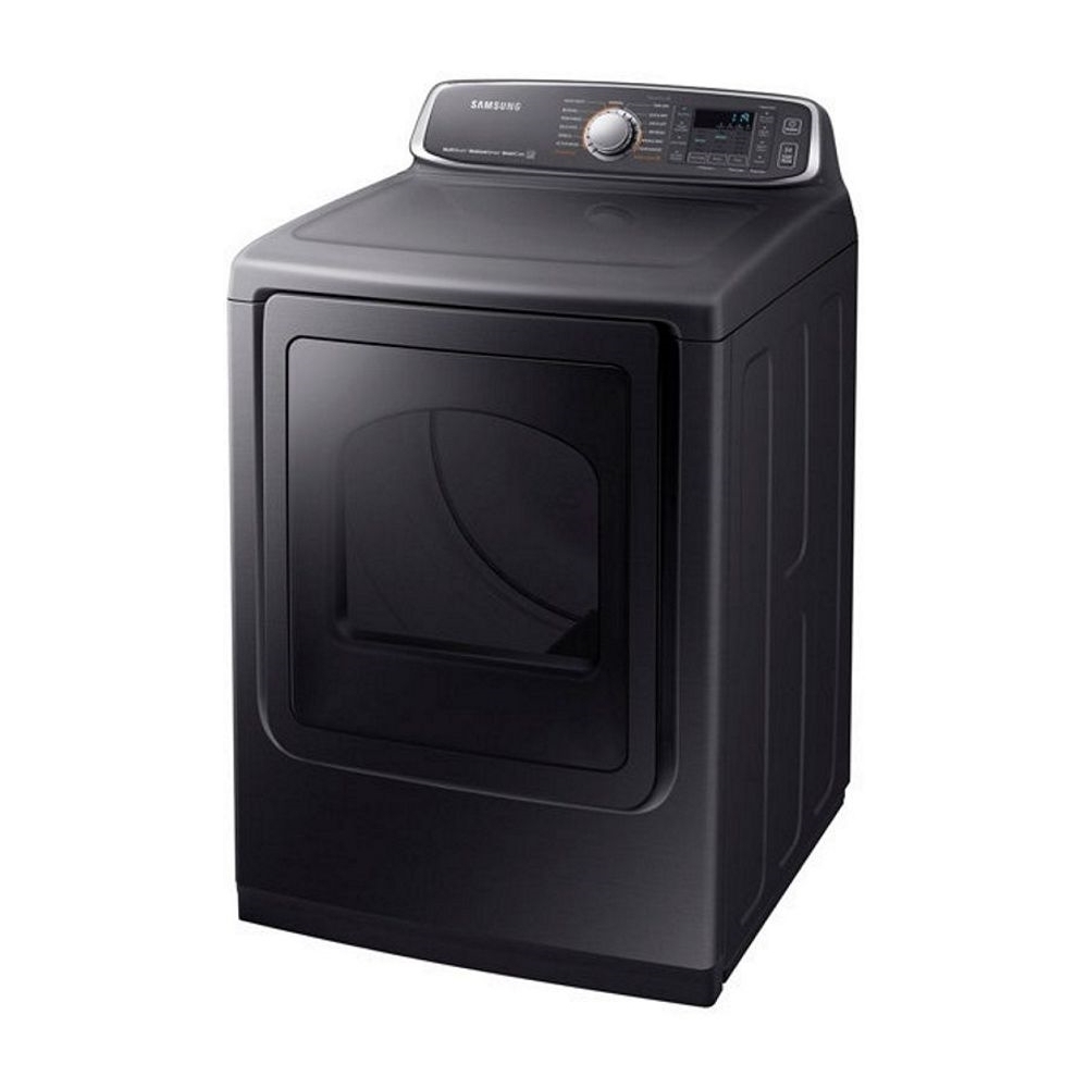 Left View: Samsung - 7.4 Cu. Ft. Electric Dryer with Steam and Sensor Dry - Black stainless steel