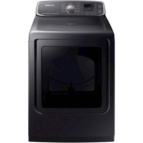 Samsung - 7.4 Cu. Ft. Gas Dryer with Steam and Sensor Dry - Black stainless steel