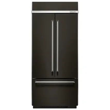 Front. KitchenAid - 20.8 Cu. Ft. French Door Refrigerator with Preserva Food Care System - Black Stainless Steel.