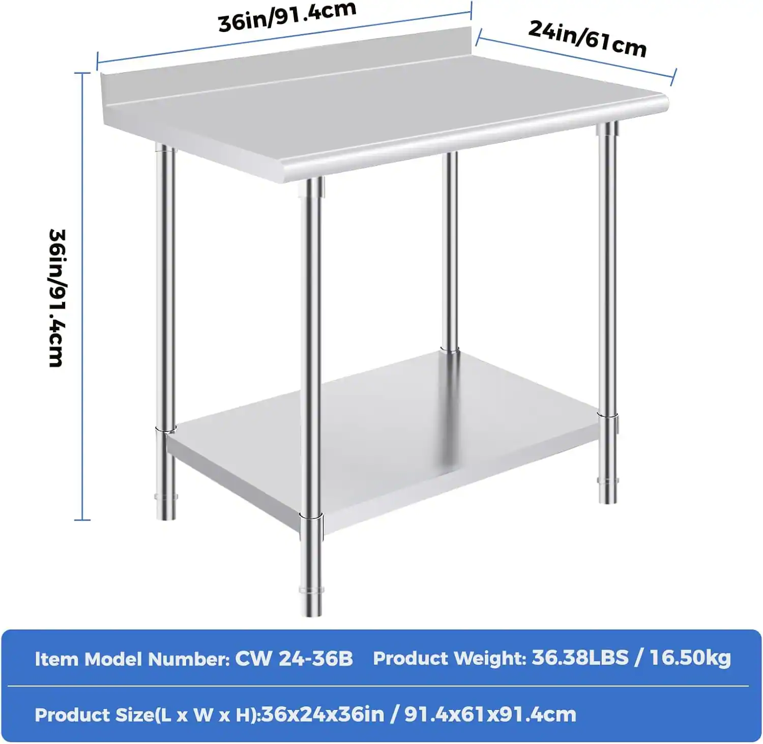 36in/91.4cm  
24in/61cm  
36in/91.4cm  

Item Model Number: CW 24-36B  
Product Weight: 36.38LBS / 16.50kg  
Product Size(L x W x H): 36x24x36in / 91.4x61x91.4cm