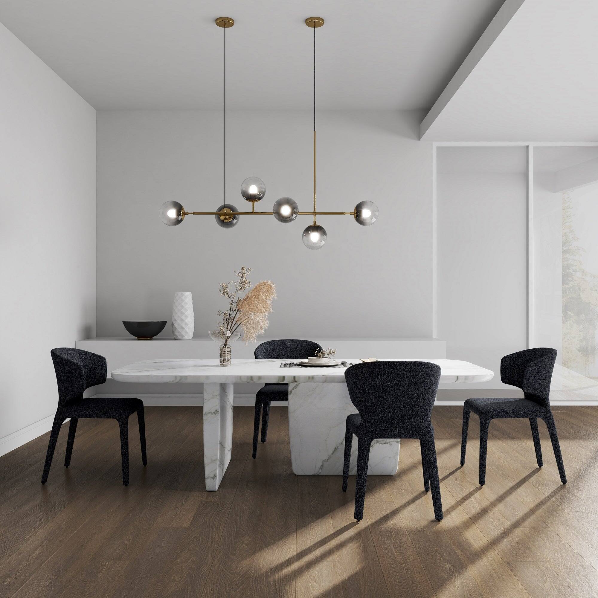 Angle. Manhattan Comfort - Conrad Mid-Century Modern Upholstered Dining Chair - Set of 4 - Black.