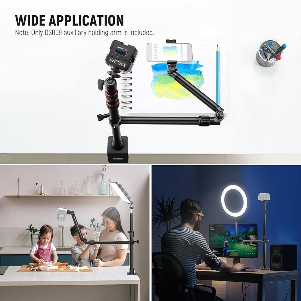 WIDE APPLICATION  
Note: Only DS009 auxiliary holding arm is included.