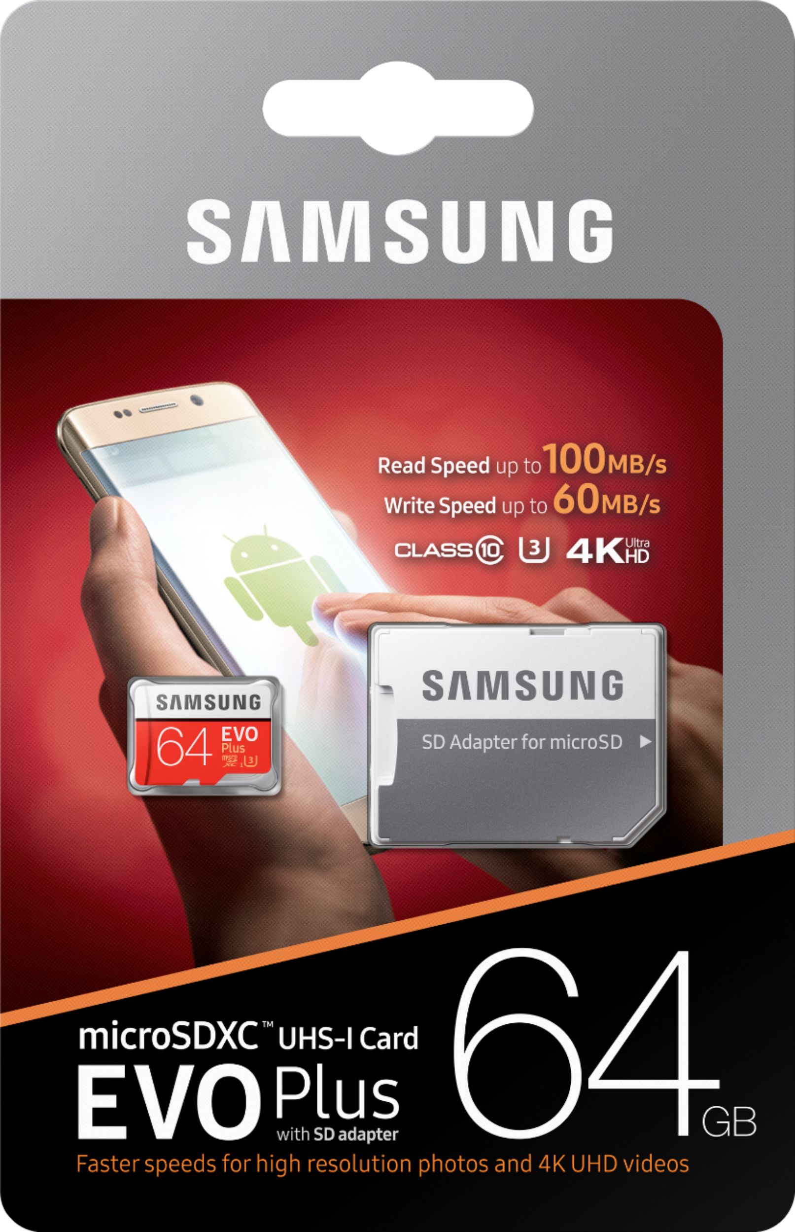 64GB Samsung Evo Plus microSD SDXC UHS-I card 100MB/s class 10 U3 4K Ultra HD 