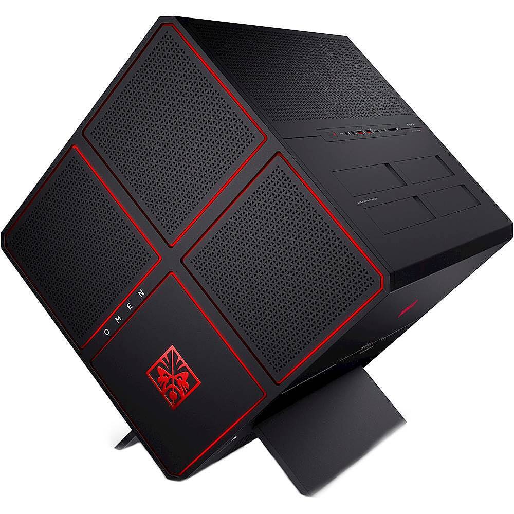 Left. HP OMEN - Gaming Desktop - Intel Core i7 - 16GB Memory - NVIDIA GeForce GTX 1080 - 256GB Solid State Drive + 2TB Hard Drive - Jet Black.