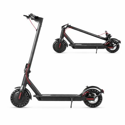 Front. ZACHVO - 350 W 8.5" Electric Scooter, 20 mph, 19.7" Foldable, Dual-Brake, Smart App - Black.
