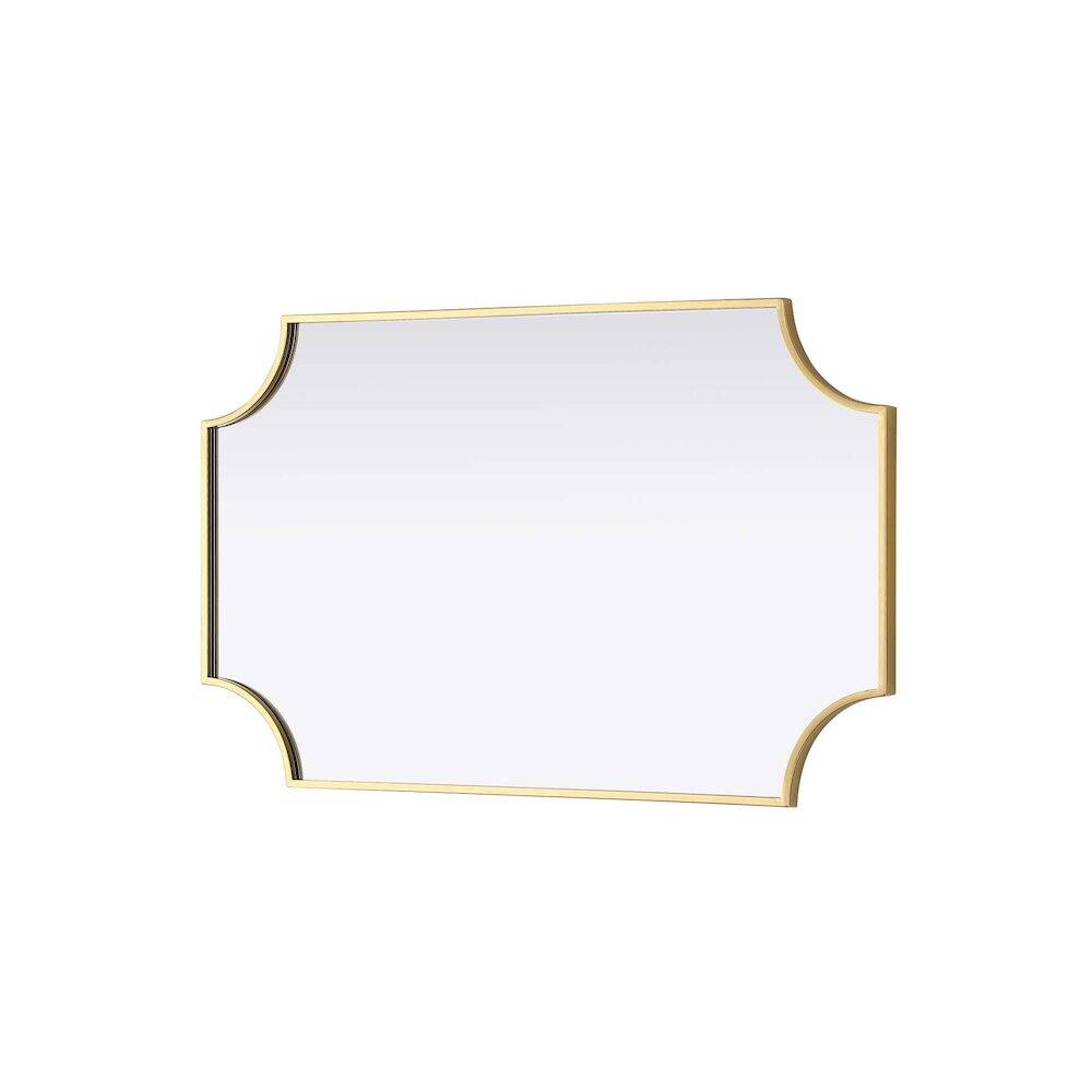Back. Elegant Kitchen and Bath - Notched Metal Mirror 22x36 inch in Brass - Brass.