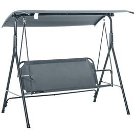 Outsunny - Outdoor Patio Swing Chair, Seats 3 Adults w/ Canopy - Gray