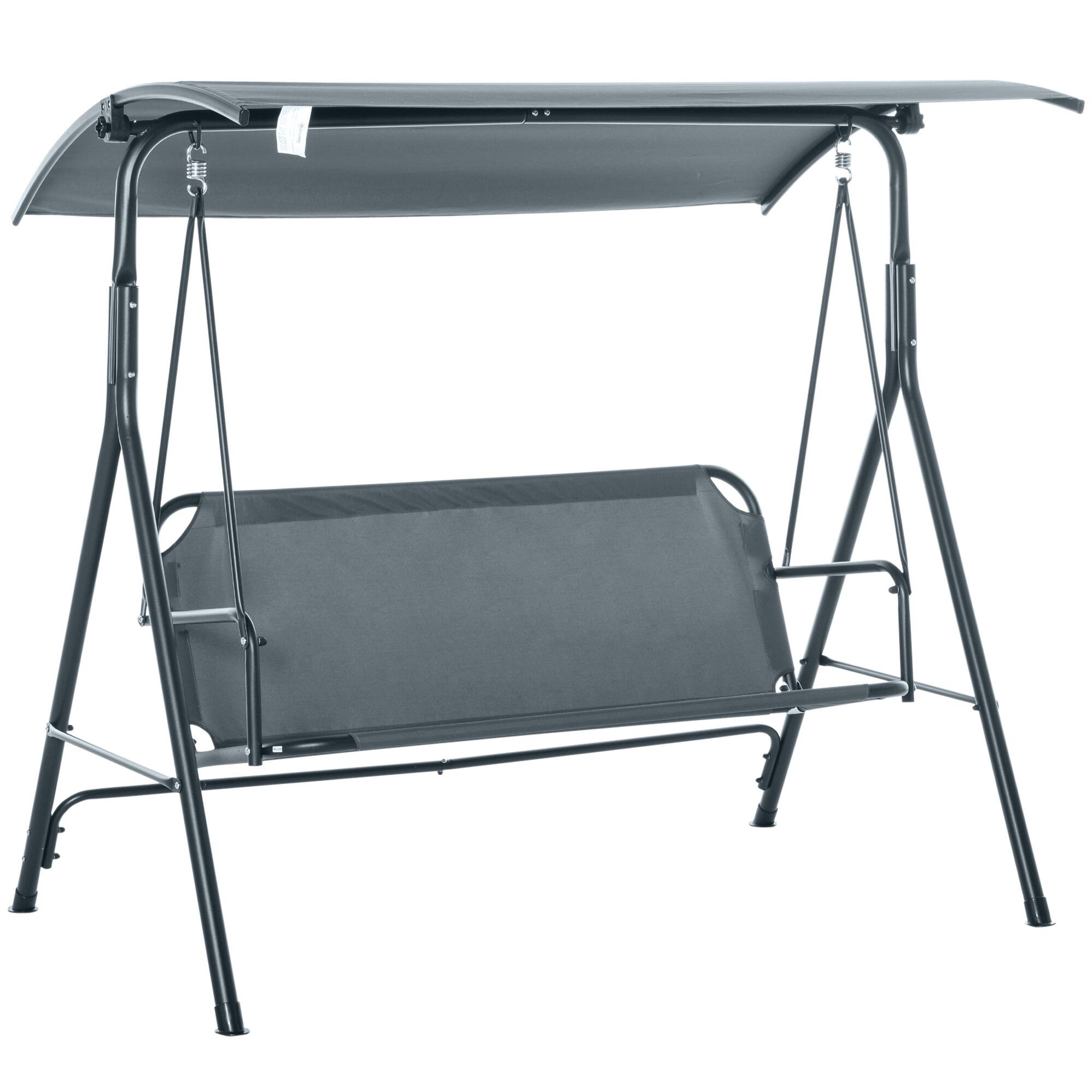 Front. Outsunny - Outdoor Patio Swing Chair, Seats 3 Adults w/ Canopy - Grey.