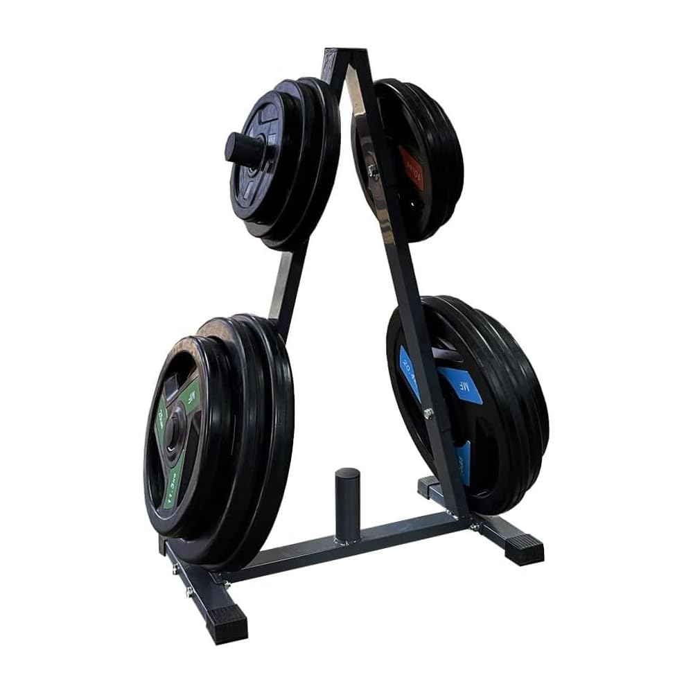 Alt View 4. Amber Sporting Goods - Tri-Grip Olympic Weight Plates Pair, Rubber Coated Cast Iron, 2-Inch Hole, Home Gym – 45lb - Black.