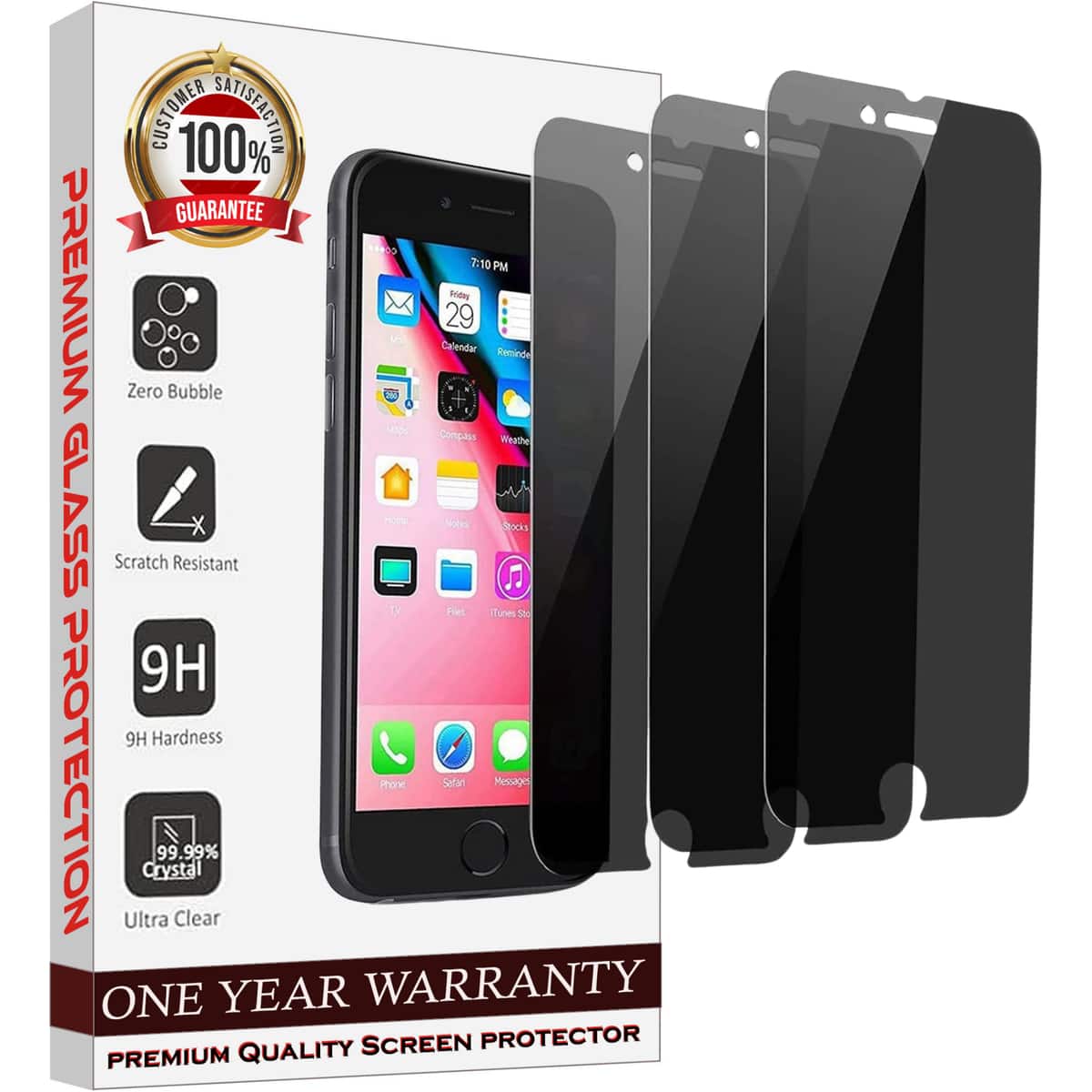 Entronix - Anti-Spy Privacy Screen Protector for iPhone 8/7/SE (2nd Gen) - 3-Pack - Transparent