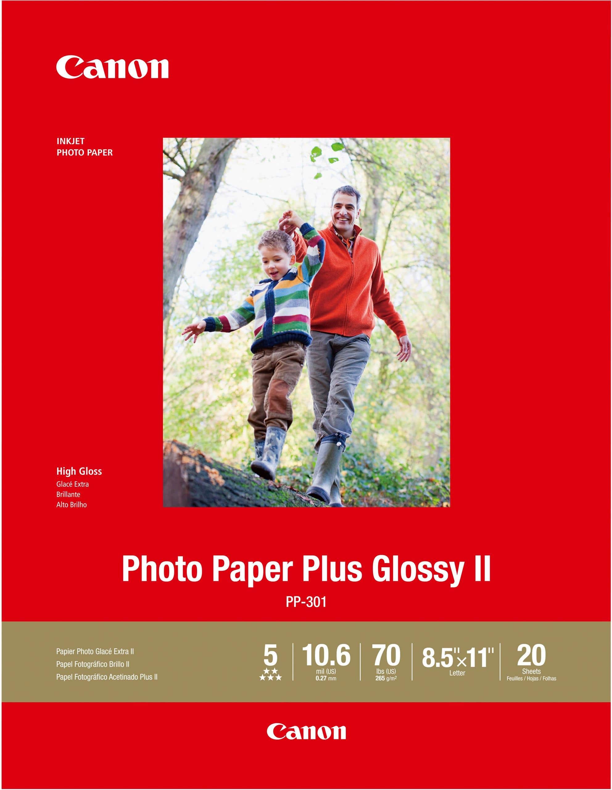 Front. Canon - Photo Plus II High-Glossy Photo 8.5" x 11.02" 20-Count Paper.