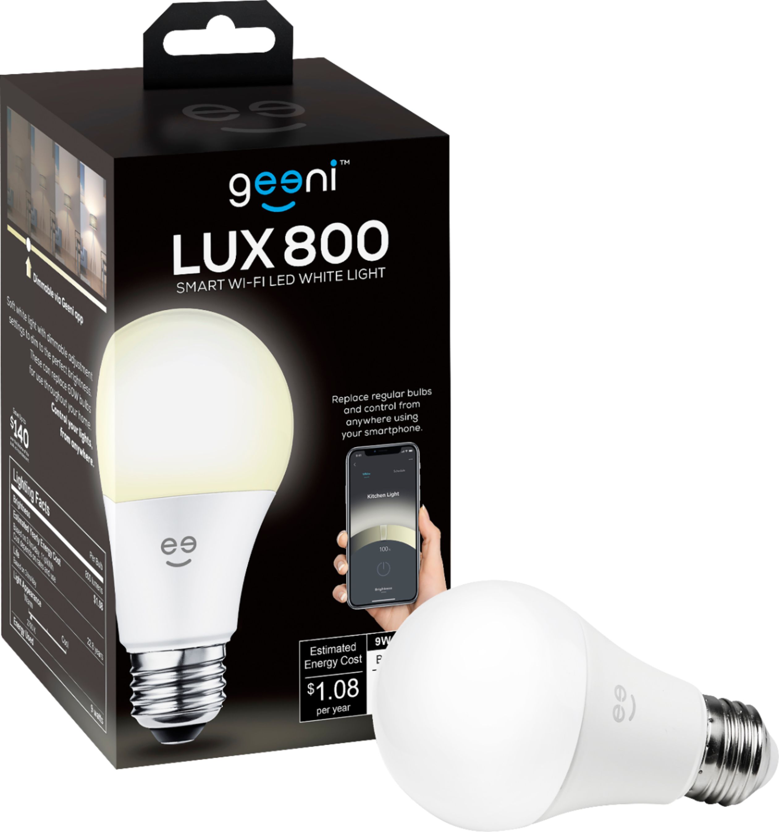 Duiker melodie Vriend Geeni LUX 800 Smart WiFi Dimmable White A19 Light Bulb White GN-BW902-999 -  Best Buy