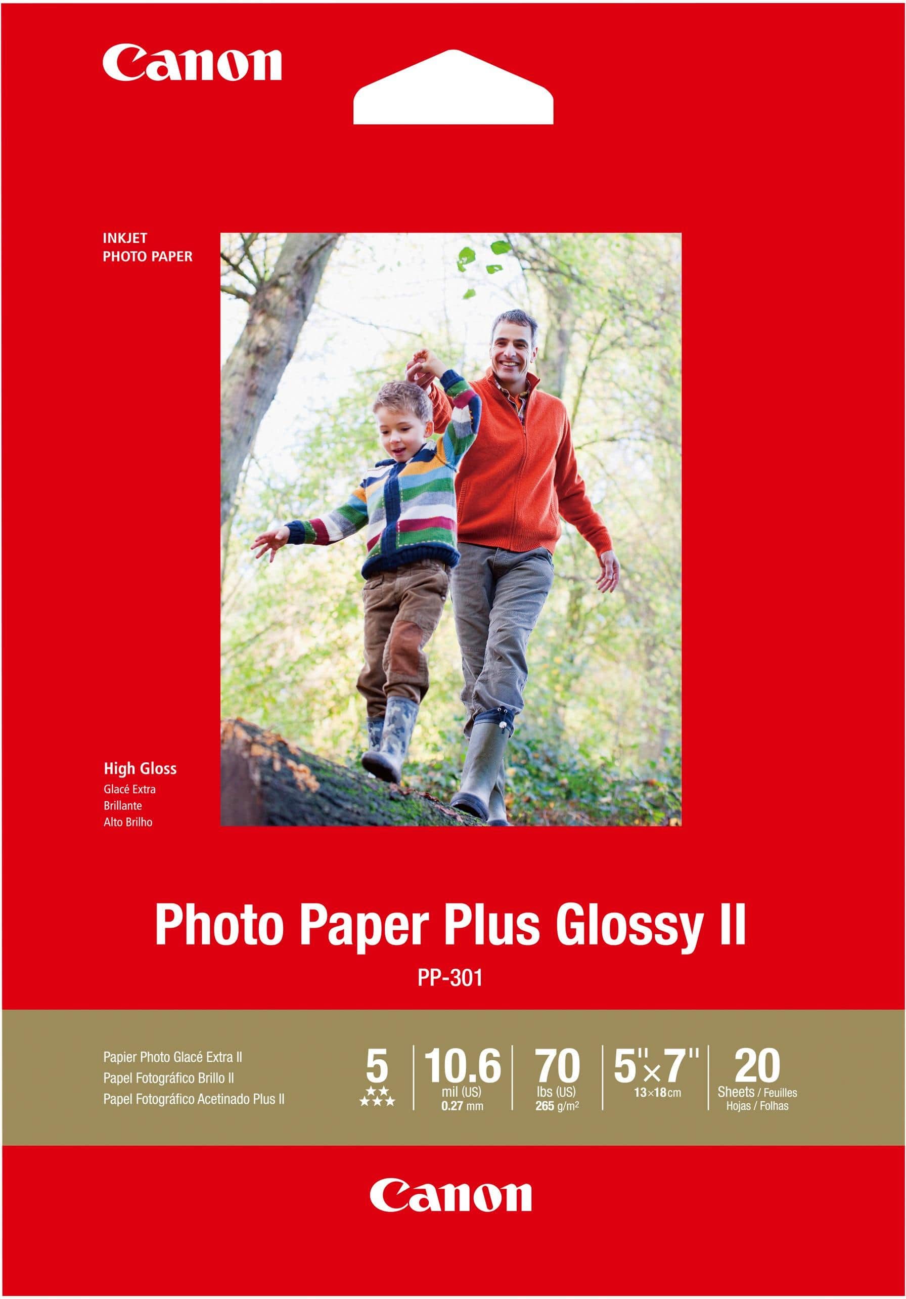 Front. Canon - Photo Plus II Glossy Photo 5.12" x 7.1" 20-Count Paper.