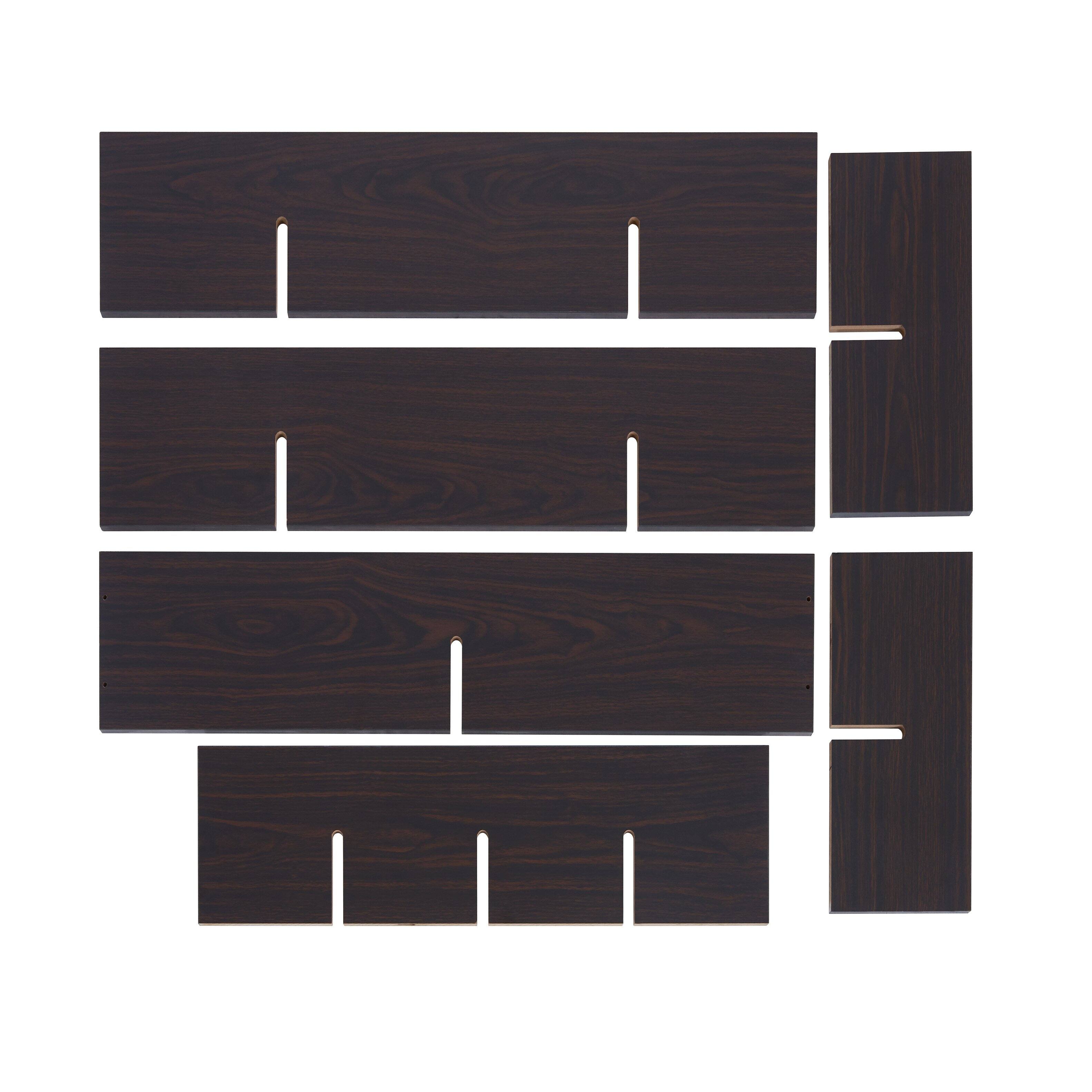 Alt View 1. Danya B - Three Tier Asymmetrical Wall Shelf - Walnut - Walnut.