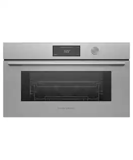 Fisher & Paykel - 30" 1.7 Cu. Ft. Single Convection Speed Oven, 6.8" Touchscreen w/Dial - Compact - Contemporary - Brushed silver