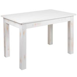 Emma + Oliver - 46" x 30" Rectangular Antique Rustic Solid Pine Farm Dining Table - Antique Rustic White
