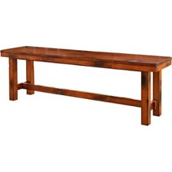 Walker Edison - Distressed Farmhouse Dining Bench - Burnt Cherry - Front_Zoom